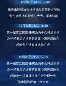 第一届北京宣武医院-重庆急救中心神经损伤及神经重症论坛暨第五届中国医师协会颅脑创伤适宜技术推广会日程安排